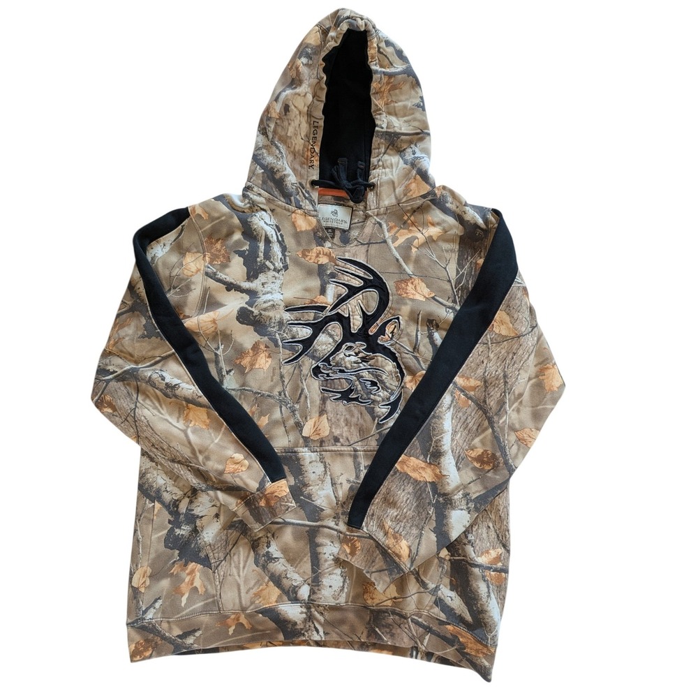 Legendary Whitetails Mens Camo Hoodie XL Buck Logo Hunting Pullover Sweatshirt